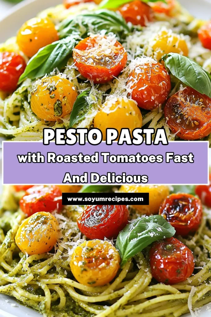 Discover this delightful pesto pasta recipe featuring roasted tomatoes for a quick, tasty meal! This easy pesto spaghetti is a perfect blend of homemade or store-bought basil pesto with tomatoes, creating a flavor-packed dish that everyone will love. With minimal prep, it’s an ideal weeknight dinner. Don't miss out—save this roasted tomatoes pasta recipe for your next cooking adventure! #PestoPasta #EasyRecipes #PastaLovers #HomemadePesto
