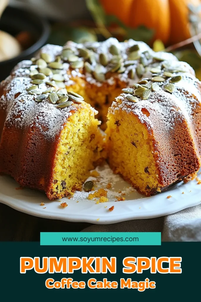 Indulge in the cozy flavors of fall with this Pumpkin Spice Coffee Cake! This easy coffee cake recipe combines rich pumpkin puree and warm spices like cinnamon and nutmeg for a dessert that's perfect for autumn baking. Whether you're enjoying it with a cup of coffee or serving it at gatherings, this delicious cinnamon nutmeg cake is sure to impress. Try this tasty pumpkin puree dessert today! Save it for your fall baking recipes! #PumpkinSpice #CoffeeCake #FallBaking #PumpkinPuree