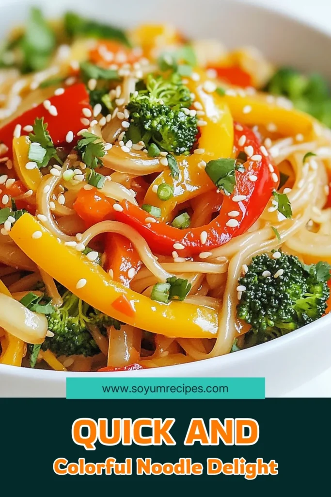 Looking for a quick dinner idea? Try this vibrant rice noodle stir fry featuring fresh vegetables in a delicious Asian stir fry recipe! This easy rice noodles dish comes together in just 20 minutes and is packed with flavor. Perfect for busy weeknights, it’s a delightful vegetable stir fry recipe you’ll love. Save this recipe for your next meal prep and enjoy all the colorful crunch! #RiceNoodleStirFry #VegetableStirFry #EasyRiceNoodles #AsianStirFryRecipe