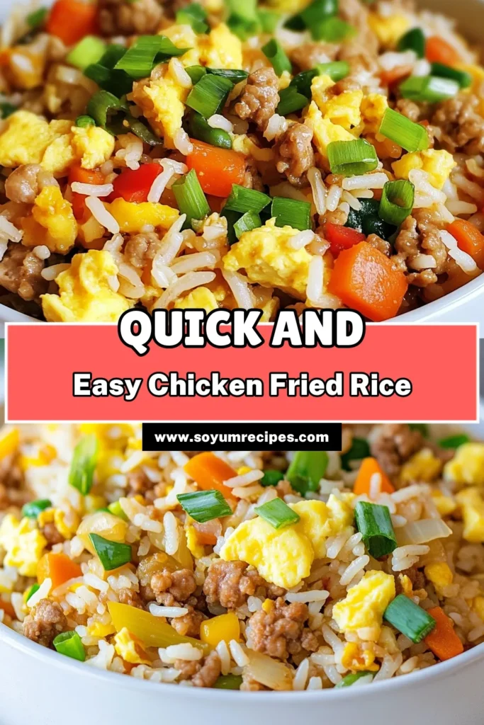 Savor the deliciousness of this ground chicken fried rice, a fantastic easy fried rice recipe that’s perfect for busy weeknights! Using day-old jasmine rice, this quick dinner idea combines ground chicken, veggies, and scrambled eggs for a flavorful chicken stir-fry that the whole family will love. Ready in just 25 minutes, it's a must-try! Save the recipe now and elevate your meal planning! #GroundChickenFriedRice #EasyFriedRiceRecipe #JasmineRiceRecipes #ChickenStirFry