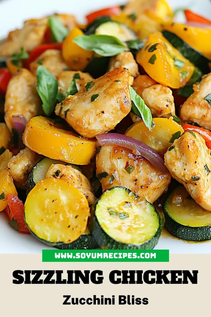 Discover the ultimate sizzling chicken recipe with this healthy chicken zucchini dish! In just 30 minutes, whip up a delicious zucchini chicken stir fry packed with flavor and nutrients. This easy skillet chicken recipe combines succulent chicken and fresh vegetables for a quick dinner solution. Perfect for busy weeknights, it’s a must-try! Save this recipe for your next meal prep! #ChickenZucchini #SkilletRecipe #HealthyEating #EasyDinner