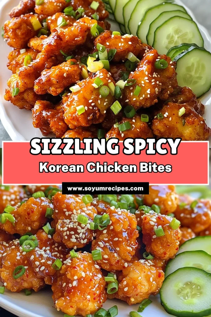 Discover the irresistible flavor of Spicy Korean Chicken Bites, a must-try Korean chicken recipe that's perfect for any occasion. These gochujang chicken bites are crispy, saucy, and simply delicious! This easy crispy chicken bites recipe combines boneless chicken thighs with a spicy sauce that will elevate your taste buds. Ready to impress? Try this spicy sauce chicken recipe today and make your next meal unforgettable! Save and share! #SpicyKoreanChickenBites #KoreanChickenRecipe #GochujangChickenBites #CrispyChickenBitesRecipe