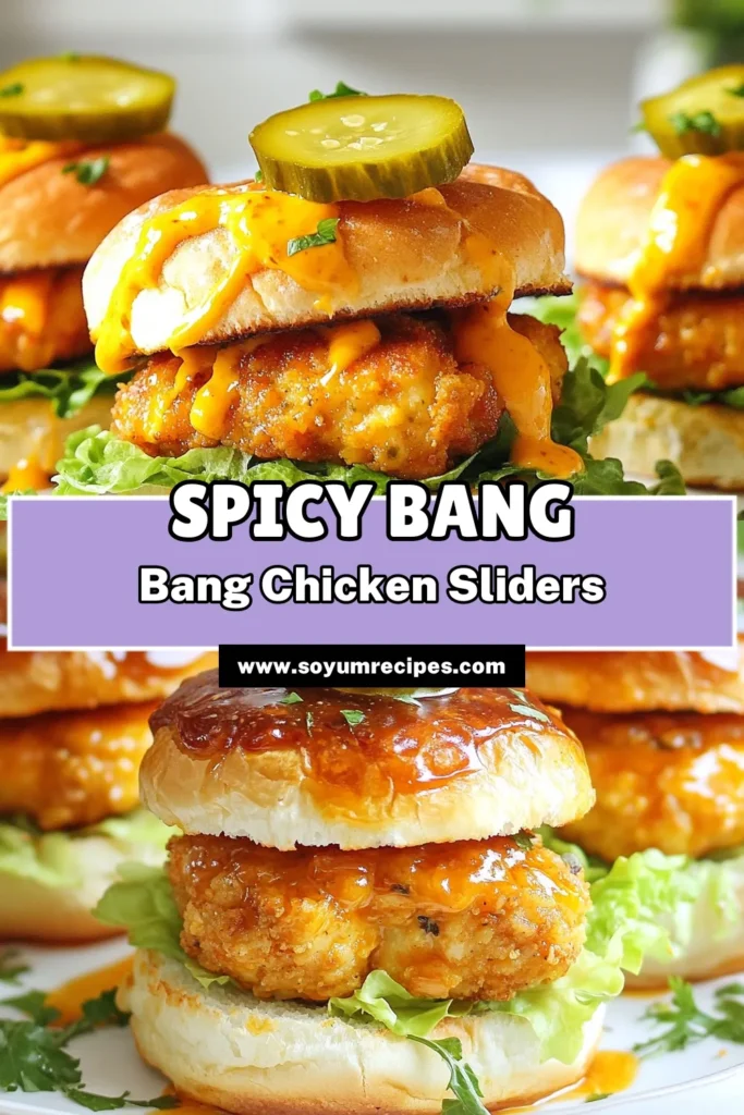 Discover the ultimate Easy Slider Recipe with these delicious Bang Bang Chicken Sliders! Packed with ground chicken and a kick of spice from the Chicken Slider Sauce, each bite is a flavor explosion. Perfect for meal prep or game day, these Spicy Chicken Sliders are sure to impress. Follow the recipe for tender patties and creamy sauce that make these sliders irresistible. Save this recipe now and treat yourself to a tasty delight! #BangBangChickenSliders #GroundChickenSliders #SpicyChickenSliders #EasySliderRecipe