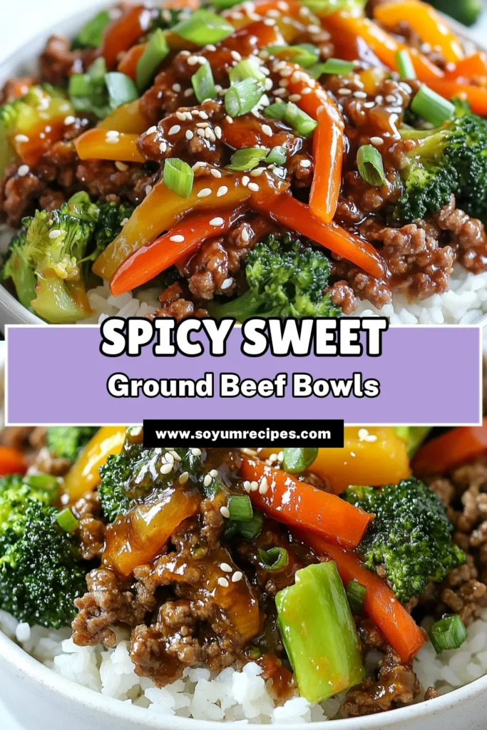 Discover the deliciousness of hot honey ground beef bowls, a perfect blend of flavor and nutrition! This quick beef dinner recipe features ground beef tossed in a spicy-sweet hot honey sauce, paired with vibrant veggies over a bed of rice. Ideal for a healthy meal, it's an easy stir fry with ground beef that your family will love. Try this easy recipe tonight and savor the taste! Don't forget to save this for your weeknight dinners! #BeefBowls #QuickRecipes #HealthyEating #StirFryRecipes