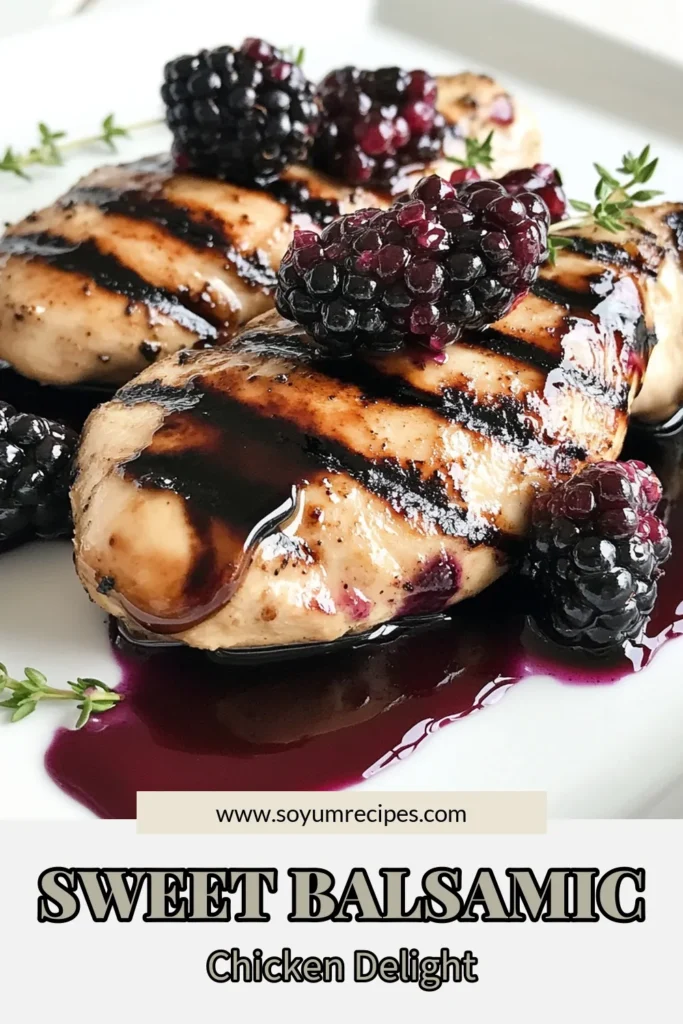 Elevate your dinner with this mouthwatering Blackberry Balsamic Glazed Chicken! This easy blackberry chicken recipe features juicy grilled chicken with blackberry sauce, combining sweet and tangy flavors that will impress everyone at your table. Perfect for weeknight meals or special occasions, our balsamic glazed chicken recipe is a must-try! Click to discover how to make chicken breast recipes with balsamic vinegar today! #BlackberryBalsamicChicken #EasyChickenRecipes #GrilledChicken #BalsamicChicken