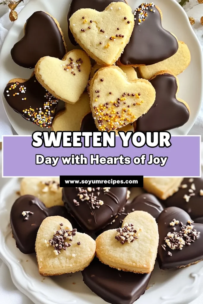 Indulge in these delightful chocolate dipped shortbread hearts! This heart-shaped cookies recipe is perfect for Valentine's Day and incredibly easy to make. With just a few ingredients, you'll create the most delicious easy shortbread cookies adorned with a mouthwatering chocolate cookie garnish. Treat yourself and your loved ones, and make these cookies for a sweet celebration. Save this recipe today! #ValentinesDayCookies #ShortbreadHearts #ChocolateCookies #BakingIdeas