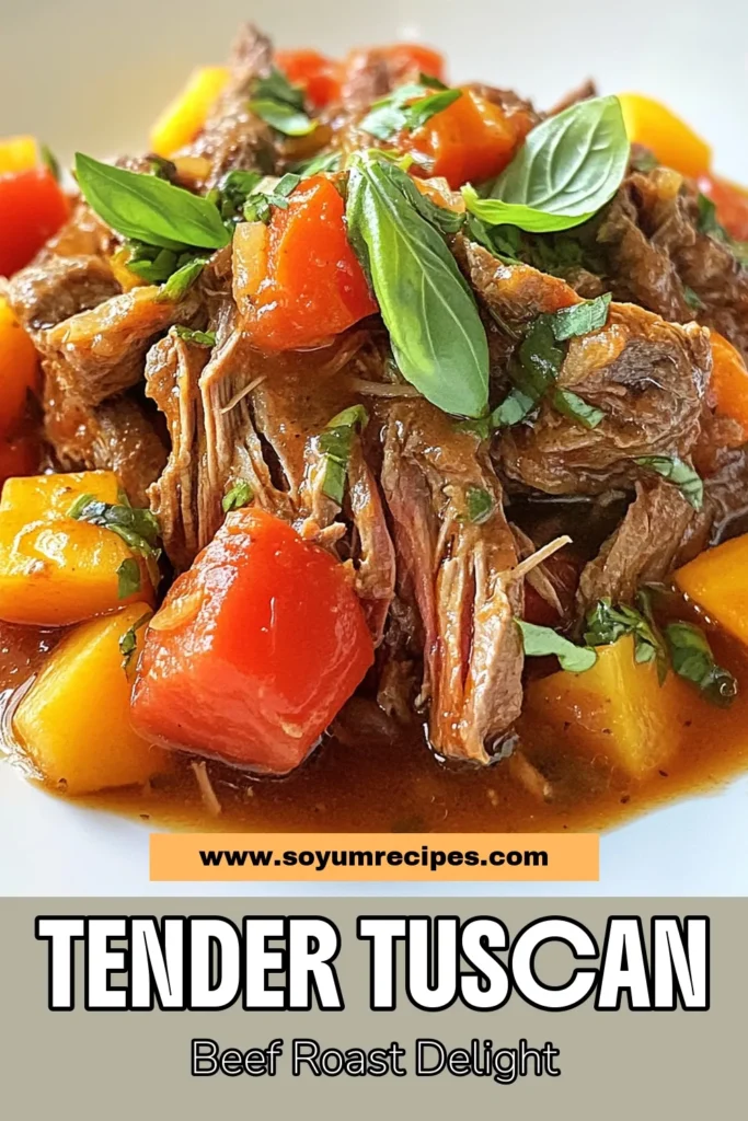Discover the magic of a Tuscan beef roast with this easy slow cooker beef chuck roast recipe! This Italian beef recipe features succulent shredded beef with tomatoes, infused with fragrant herbs and spices. Perfect for meal prep or family dinners, enjoy tender beef that's bursting with flavor. Ready to elevate your cooking? Save this slow cooked beef recipe for a cozy night in! #TuscanBeefRoast #SlowCookerBeef #ItalianRecipe #ShreddedBeef