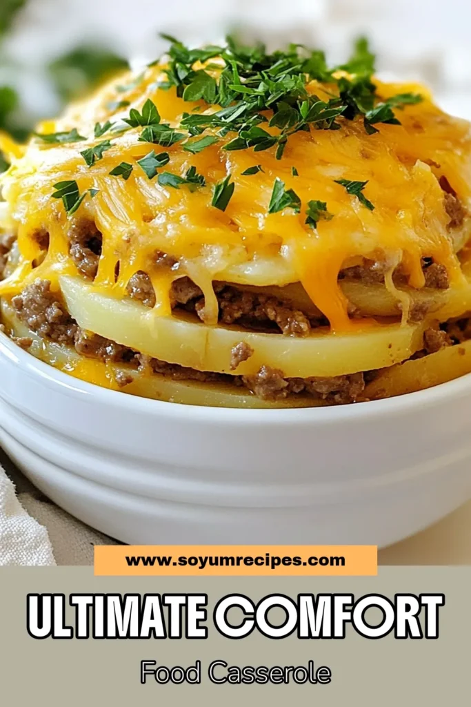 Discover this hearty hamburger casserole, a delicious potato casserole recipe that's perfect for families! Packed with layers of ground beef casseroles, tender potatoes, and gooey cheddar cheese, it's an ultimate comfort food. This easy crockpot meal is a game-changer, requiring just 20 minutes of prep! Get ready to impress with this scrumptious cheddar cheese casserole! Try it tonight and save for later! #CrockpotRecipes #ComfortFood #EasyDinners #FamilyMeals