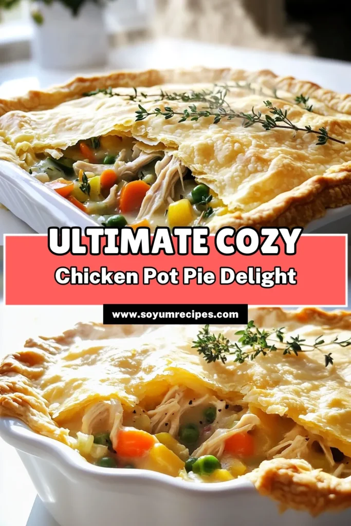 Warm up your kitchen with this cozy Chicken Pot Pie Bake recipe! Packed with tender chicken, flavorful vegetables, and a golden crust, it's the perfect comfort food for any occasion. Follow our easy steps to bring this delicious dish to your table in under an hour. Don’t miss out on this heartwarming meal—click through to explore the full recipe and elevate your cooking! #ChickenPotPie #ComfortFood #HomeCooking #EasyRecipes