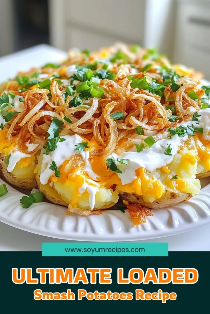 Indulge in these mouthwatering Loaded Smash Potatoes that transform simple ingredients into a crispy, cheesy delight! Perfect for weeknight dinners or entertaining guests, this recipe is easy to follow and packed with flavor. Crispy edges meet creamy toppings for a dish that's sure to impress. Click through to explore the full recipe and elevate your potato game today! #LoadedSmashPotatoes #CheesyPotatoes #ComfortFood #PotatoRecipes