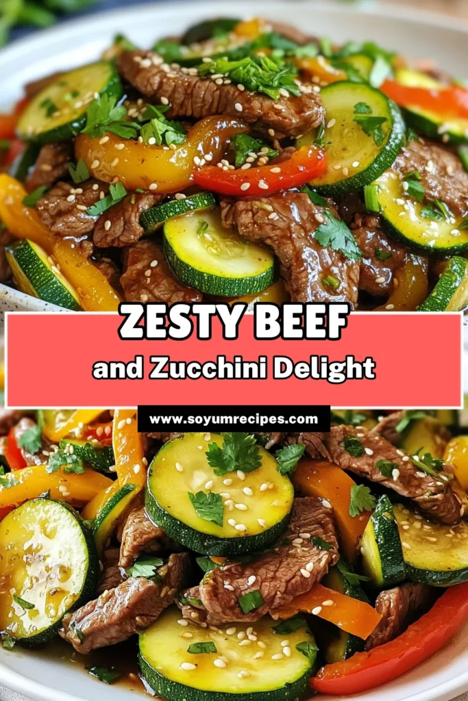 Whip up this delicious zucchini beef stir fry in just 30 minutes! This easy beef stir fry recipe combines tender beef sirloin, vibrant zucchinis, and bell peppers for a healthy dinner that's packed with flavor. Perfect for busy weeknights, this beef and vegetable stir fry will become a family favorite. Save this quick dinner recipe to your boards and get cooking tonight! #ZucchiniBeefStirFry #HealthyStirFryRecipes #EasyBeefStirFry #QuickDinnerRecipes