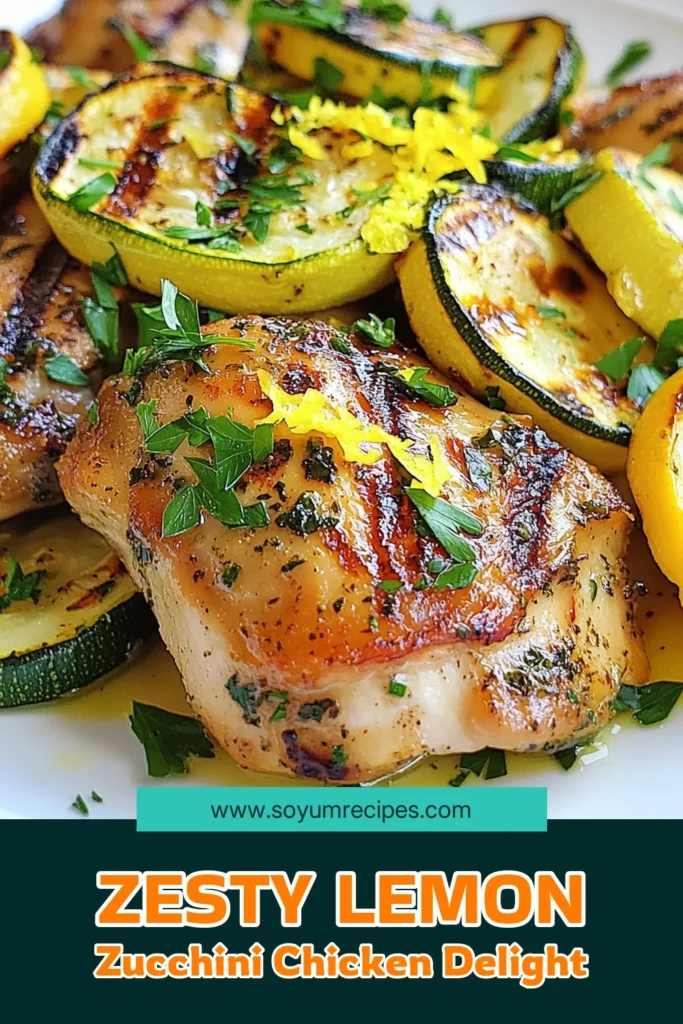 Discover the perfect Lemon Zucchini Chicken recipe that elevates your grilling game! This Easy Asado Chicken features juicy grilled chicken thighs marinated in a zesty lemon and garlic blend, paired with healthy grilled zucchini. Ideal for family dinners or summer gatherings, this Grilled Chicken Thighs Recipe is both delicious and nutritious. Save this recipe for your next cookout! #LemonZucchiniChicken #GrilledChickenThighs #EasyAsadoChicken #HealthyGrilledZucchini