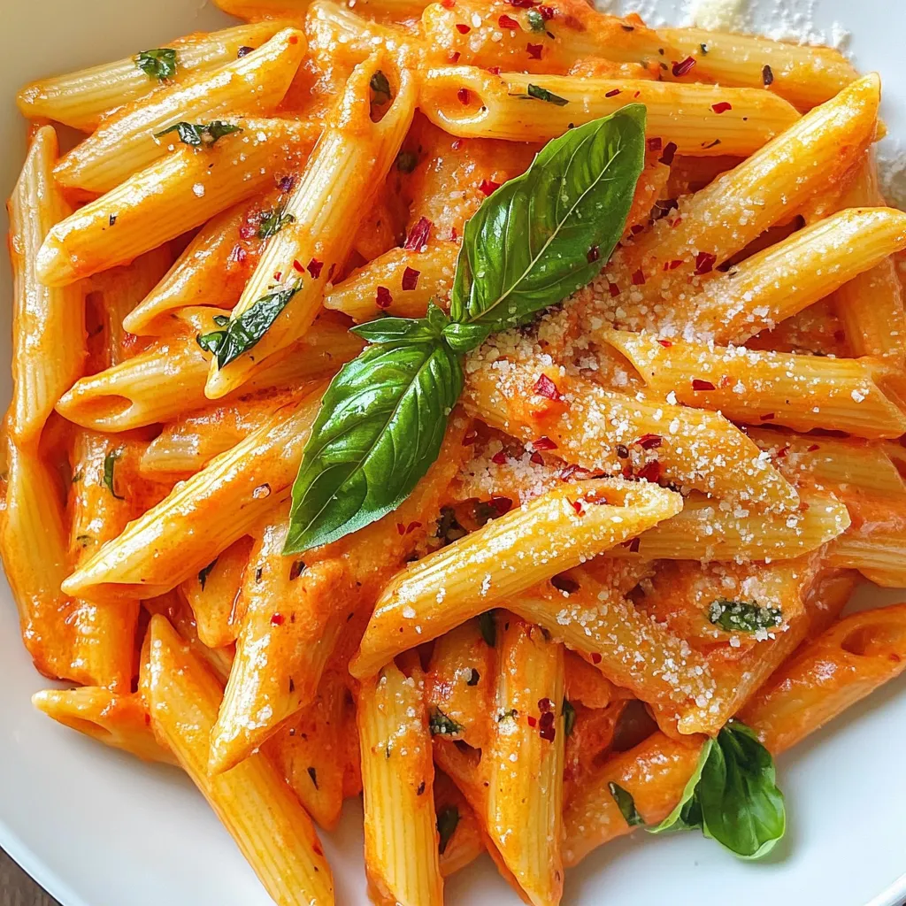 Here are the simple ingredients you need to make Gigi Hadid’s spicy vodka pasta. This dish comes together quickly and is full of flavor. - 12 oz (340g) penne pasta - 2 tablespoons olive oil - 2 cloves garlic, minced - 1 small onion, finely chopped - 1 teaspoon red pepper flakes - 1 can (15 oz) crushed tomatoes - 1/2 cup heavy cream or coconut cream - 1/2 cup grated Parmesan cheese - Salt and pepper to taste - Fresh basil leaves for garnish Each ingredient plays a key role in building the taste. The penne pasta serves as a great base. Olive oil gives a rich flavor while garlic and onion add depth. Red pepper flakes bring the heat, and crushed tomatoes form the sauce. Heavy cream or coconut cream adds creaminess, while Parmesan gives it a cheesy finish. Fresh basil adds a nice touch on top. Gather these ingredients, and you will be ready to create a dish that is both simple and delicious. {{ingredient_image_1}} Start by filling a large pot with water. Add some salt and bring it to a boil. Once it boils, add 12 ounces of penne pasta. Cook the pasta according to the package directions until it is al dente. After cooking, reserve one cup of pasta water. Then, drain the pasta and set it aside. In the same pot, pour in 2 tablespoons of olive oil. Heat it over medium heat. Add 2 cloves of minced garlic and 1 small finely chopped onion. Sauté these for about 3 to 4 minutes. You want them soft and fragrant. Next, stir in 1 teaspoon of red pepper flakes. This adds a nice kick. Cook this mix for another minute. Then, pour in one can of crushed tomatoes. Bring it to a gentle simmer. Let it cook for 7 to 10 minutes. This thickens the sauce and blends the flavors. Now, lower the heat and add 1/2 cup of heavy cream. Stir it well until the sauce turns pink. If it’s too thick, use some reserved pasta water to reach the right consistency. Next, mix in 1/2 cup of grated Parmesan cheese. Stir until it melts and the sauce becomes creamy. Season with salt and pepper to taste. Finally, add the cooked pasta to the sauce. Toss gently to coat the penne evenly in the spicy tomato sauce. For the finishing touch, plate the pasta. Garnish with fresh basil leaves and extra Parmesan cheese on top. Enjoy your delicious dish! To make your sauce creamy, use heavy cream or coconut cream. Both options work well. If the sauce seems too thick, add reserved pasta water. This helps thin it out while keeping it rich. Stir well to create a smooth blend of flavors. Gigi’s pasta has a kick from red pepper flakes. Start with one teaspoon and taste as you go. If you want more heat, add more flakes. Remember, you can always add spice, but you can't take it away. Start small to find your perfect heat balance. Penne pasta is great for this dish. Its shape holds the sauce well. You can also use rigatoni or even fusilli. The key is to pick a pasta with ridges or holes. These shapes trap the sauce and enhance each bite. Cooking it to al dente gives the best texture. Pro Tips Adjust the Spice Level: If you prefer a milder dish, reduce the amount of red pepper flakes or omit them altogether. You can always add more spice later! Use Fresh Ingredients: Fresh garlic and onion significantly enhance the flavor of the sauce. Opt for fresh basil as a garnish for a pop of freshness. Pasta Water Magic: The reserved pasta water is a great way to adjust the sauce consistency without losing flavor. Add it gradually to achieve your desired creaminess. Vegetarian Option: For a vegetarian version, ensure the Parmesan cheese is vegetarian-friendly, or substitute with a plant-based cheese alternative. {{image_2}} To make this dish dairy-free, use coconut cream instead of heavy cream. Coconut cream gives a rich and creamy texture. You can also skip the cheese or use a dairy-free cheese. This keeps the flavor bright and delicious without dairy. You can add protein to make it heartier. Cook some diced chicken or shrimp in the pot after sautéing the garlic and onion. Make sure to season them well. This adds great flavor and makes the meal more filling. For a vegetarian twist, add vegetables like spinach, bell peppers, or mushrooms. Sauté them with the onions and garlic. This not only enhances the taste but also adds nutrients. You can enjoy a colorful and healthy dish without meat. Feel free to mix and match these variations. They keep the dish exciting and cater to different diets. To save leftovers, place the pasta in an airtight container. Let it cool before sealing. Store it in the fridge for up to three days. This will keep the flavors fresh. When ready to eat, reheat the pasta gently. You can use a microwave or a pot on low heat. If it seems dry, add a splash of water or cream. Stir well until it’s hot. This keeps it creamy and tasty. You can freeze this pasta for later. First, let it cool completely. Then, place it in a freezer-safe container. It can last up to three months in the freezer. To reheat, defrost in the fridge overnight. Then, heat it on the stove or microwave until hot. Enjoy the flavors again! Gigi Hadid’s Spicy Vodka Pasta stands out for its creamy, spicy flavor. The blend of crushed tomatoes and heavy cream gives it a rich taste. The red pepper flakes add a nice kick. This dish is simple yet elegant. It’s perfect for a cozy dinner or a gathering with friends. Yes, you can prepare this pasta in advance. Cook the pasta and sauce separately. Store them in airtight containers in the fridge. When you are ready to serve, heat the sauce and mix it with the pasta. This way, the pasta stays fresh and tasty. If you want a lighter option, you can use coconut cream. It gives a nice flavor and is dairy-free. Another option is using a mix of milk and butter. This will mimic the creaminess without being too heavy. Choose what fits your diet best. To increase the heat, add more red pepper flakes. You can also use fresh jalapeños or hot sauce. Taste the sauce as you go. Adjust the spice to match your preference. A little extra heat can make the dish even more exciting! Parmesan cheese adds a rich flavor to the sauce. It helps create a creamy texture. However, you can skip it if you want a dairy-free option. Nutritional yeast can be a good alternative for a cheesy taste without dairy. Choose what works best for you! This recipe for Gigi Hadid’s Spicy Vodka Pasta brings together simple ingredients for a big flavor. You learned how to cook the pasta, sauté aromatics, and create a spicy tomato sauce. I shared tips for creaminess and spice adjustments, plus tasty variations to suit your taste. Remember, you can store leftovers and reheat them easily. With this dish, you can impress friends and family. Enjoy cooking, and savor every bite of your creamy, spicy masterpiece!