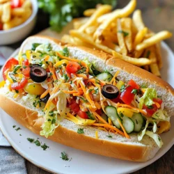 - 1 large sub roll or hoagie bread - 1 cup shredded lettuce - ½ cup diced tomatoes - ½ cup shredded carrots - ½ cup diced cucumber - ½ cup roasted red peppers, finely chopped - ½ cup sliced black olives - ½ cup sliced pepperoncini - 1 teaspoon Italian seasoning - ¼ cup mayonnaise - 2 tablespoons Dijon mustard - Salt and pepper to taste - Optional: French fries or potato chips for serving For this recipe, you can adjust the amounts based on your taste. If you want more crunch, add more carrots or cucumbers. If you love tomatoes, feel free to add another half cup. You can swap the sub roll for any bread you prefer, like a baguette or even pita. For a lighter option, use a lettuce wrap instead of bread. To jazz up your grinder salad sandwich, try adding some extras. Thinly sliced red onion gives a nice bite. You can also throw in some fresh herbs like basil or parsley for freshness. If you want a bit of heat, add jalapeños or spicy mustard. For a creamier taste, mix in some avocado or feta cheese. {{ingredient_image_1}} First, grab a large mixing bowl. Add 1 cup of shredded lettuce. Next, dice ½ cup of tomatoes and add them to the bowl. Now, shred ½ cup of carrots and toss them in. Slice ½ cup of cucumber and mix it in as well. Then, chop ½ cup of roasted red peppers and add those too. Toss in ½ cup of sliced black olives and ½ cup of sliced pepperoncini. Give everything a good stir. Make sure all the veggies mix well. This salad mixture will be the star of your sandwich. In a separate small bowl, mix together ¼ cup of mayonnaise and 2 tablespoons of Dijon mustard. Add 1 teaspoon of Italian seasoning to the mix. Season with a pinch of salt and pepper to taste. Whisk until smooth. This creamy dressing will tie all the flavors together. Take your sub roll or hoagie bread. Slice it open horizontally but don’t cut all the way through; leave a hinge. Spoon the salad mixture into the bottom half of the bread. Press it down lightly so it stays in place. Close the sandwich gently. If you want, slice it in half for easier eating. Serve your Grinder Salad Sandwich right away. Pair it with crispy French fries or potato chips for a tasty treat. Enjoy! To get the best texture in your Grinder Salad Sandwich, use fresh ingredients. Shredded lettuce gives a nice crunch. Dice your tomatoes and cucumbers small for easy bites. Roasted red peppers add a soft, sweet touch. Make sure to drain any excess moisture from veggies to keep the sandwich from getting soggy. - Use a sturdy sub roll or hoagie bread for support. - Aim for a balance of crisp and soft textures. The flavors in this sandwich are key. Use the right balance of spices for a tasty twist. Italian seasoning brings out the best in the veggies. The creamy dressing combines mayonnaise and Dijon mustard for a rich taste. Add salt and pepper to enhance all the flavors. - Consider adding a sprinkle of crushed red pepper for heat. - Try different dressings like ranch or vinaigrette for variety. Serve your Grinder Salad Sandwich with sides that complement its taste. Crispy French fries or potato chips add a nice crunch. You can also pair it with a fresh fruit salad for a sweet contrast. A cold drink, like lemonade or iced tea, goes well to balance the flavors. - For a fun twist, serve with pickles on the side. - Consider a side of soup for a warm, comforting meal. Pro Tips Fresh Ingredients: Use the freshest vegetables you can find for the best flavor and texture in your salad sandwich. Custom Dressings: Feel free to experiment with different dressings or add herbs to the mayonnaise for a unique flavor. Toasting the Bread: Lightly toasting the sub roll can add a nice crunch and prevent it from becoming soggy. Make Ahead: Prepare the salad mixture in advance and store it in the fridge for a quick assembly when you're ready to eat. {{image_2}} You can easily make a vegetarian or vegan Grinder Salad Sandwich. Simply skip the meat and focus on fresh veggies. Use ingredients like shredded lettuce, diced tomatoes, and roasted red peppers. For a vegan dressing, swap mayonnaise with a creamy plant-based alternative. You can also add avocado for creaminess. If you want more protein, add turkey, ham, or chicken. Sliced turkey adds a nice flavor and pairs well with the salad. Ham gives a salty kick, while chicken offers a hearty texture. Just layer your choice of protein on the bottom of the sandwich. Then, top it with the salad mixture for a balanced bite. Try adding international flavors to your Grinder Salad Sandwich. For a Mediterranean twist, use feta cheese and olives. You can also add tzatziki sauce for a cool touch. If you prefer an Asian flavor, add sesame oil and sliced radishes. These small changes can transform your sandwich into a world tour of taste! To store leftover grinder salad sandwiches, wrap them tightly in plastic wrap or foil. This keeps them fresh and prevents them from getting soggy. Place the wrapped sandwiches in an airtight container. You can also store the salad mix in a separate container to keep it crisp. If you want to enjoy your sandwich warm, remove the salad mix first. Wrap the bread in foil and heat it in an oven at 350°F for about 10 minutes. This makes the bread warm and soft. After heating, add the salad mix back in and enjoy! Most of the ingredients in this sandwich last well in the fridge. Here’s a quick breakdown: - Shredded lettuce: 3-5 days - Diced tomatoes: 2-3 days - Shredded carrots: 1 week - Diced cucumber: 3-5 days - Roasted red peppers: 1 week (if stored in liquid) - Sliced black olives: 1-2 weeks - Sliced pepperoncini: 1-2 weeks For the mayonnaise and mustard, check the labels for best-by dates. Use them within a few weeks after opening. Proper storage helps keep your sandwich tasty! A Grinder Salad Sandwich is a fun and tasty meal. It features fresh veggies in a soft roll. You mix ingredients like lettuce, tomatoes, and olives. Then, you add a creamy dressing with mayonnaise and Dijon mustard. This sandwich is crunchy, creamy, and full of flavor. It’s perfect for lunch or a snack. Yes, you can make this sandwich ahead of time. Just prepare the salad mixture and dressing first. Keep them in separate containers in the fridge. When ready to eat, assemble the sandwich. This way, the bread stays fresh and does not get soggy. It’s a great option for meal prep or picnics. You can easily customize your Grinder Salad Sandwich. Here are some ideas: - Add proteins like turkey, ham, or chicken for extra flavor. - Use different veggies like bell peppers or radishes for crunch. - Swap the dressing for your favorite sauce, like ranch or vinaigrette. - Try different types of bread, like ciabatta or baguette. Get creative and make it your own! In this blog post, we've explored how to make a delicious Grinder Salad Sandwich. We covered ingredients, including substitutions and optional flavors. You learned step-by-step instructions for mixing the salad and creating a rich dressing. We shared tips for texture and flavor, plus variations for different diets. I also explained how to store leftover sandwiches and answered common questions. Remember, this sandwich is easy to customize. Enjoy experimenting with flavors and ingredients. Your perfect lunch awaits!