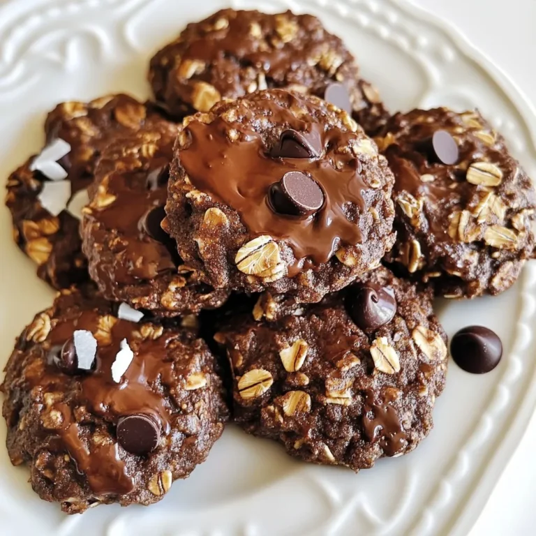 - 1 cup rolled oats - 1/2 cup creamy peanut butter - 1/2 cup unsweetened cocoa powder - 1/2 cup honey or maple syrup - 1/4 cup melted coconut oil - 1 teaspoon vanilla extract - 1/4 teaspoon salt - 1/2 cup dark chocolate chips - Optional: 1/4 cup shredded coconut To start, you need rolled oats. They give the cookies a nice texture. Then, creamy peanut butter adds a rich and nutty flavor. Unsweetened cocoa powder is key for that deep chocolate taste. Honey or maple syrup acts as a sweetener. You can choose either based on your taste. Next, melted coconut oil helps bind the cookies and adds healthy fats. You also need vanilla extract for a hint of warmth. A little salt balances the sweetness and enhances the other flavors. Dark chocolate chips add that extra chocolatey goodness. If you like, add shredded coconut for a fun texture. Gather these ingredients, and you’re ready to make a simple, tasty treat! {{ingredient_image_1}} First, grab a medium-sized bowl. Add 1 cup of rolled oats, 1/2 cup of unsweetened cocoa powder, and 1/4 teaspoon of salt. Stir them well. This helps spread the cocoa and salt evenly. Mix until you see no clumps. This step sets the base for your cookies. Next, take a separate microwave-safe bowl. Add 1/2 cup of creamy peanut butter, 1/2 cup of honey or maple syrup, and 1/4 cup of melted coconut oil. Heat this in the microwave for 30 seconds. Check it to see if it's warm. Stir it until everything blends together nicely. Then, add 1 teaspoon of vanilla extract to this mixture. Mix again until smooth. Now, pour your wet mix over the dry ingredients. Stir them together well. You want every oat to be coated. If you like chocolate, fold in 1/2 cup of dark chocolate chips and 1/4 cup of shredded coconut, if using. Grab a baking sheet and line it with parchment paper. Using a tablespoon or cookie scoop, drop spoonfuls of the mix onto the sheet. Press them down a bit to flatten. Finally, put your baking sheet in the fridge. Let the cookies chill for 30 minutes to an hour. This helps them firm up and become chewy. When they are set, take them out and enjoy your no-bake treats! To get the right texture, use rolled oats. They provide a nice chew. When mixing, ensure all oats are coated well. If you want a firmer cookie, add more cocoa powder. For a softer bite, use less cocoa. Chilling is key! Let the cookies rest in the fridge for at least 30 minutes. This helps them set and firm up nicely. You can adjust the recipe for different diets. If you need a nut-free option, use sunflower seed butter instead of peanut butter. To make it vegan, replace honey with maple syrup. For gluten-sensitive diets, rolled oats are usually safe. Always check labels to confirm they are gluten-free. If you want a lower-sugar treat, reduce the honey or syrup. You can also try sweetened cocoa powder for a twist. Presentation matters, even for no-bake cookies! Arrange the cookies on a fun plate. Add a sprinkle of dark chocolate chips or shredded coconut around them. This makes the dish look lively. You can stack them high for a more impressive display. Use colorful napkins to make the treats pop. Your friends and family will love how they look! Pro Tips Use Natural Sweeteners: Opt for honey or maple syrup depending on your preference; they add a unique flavor and moisture to the cookies. Chill for Better Texture: Allowing the cookies to chill in the refrigerator not only firms them up but also enhances the flavors as they meld together. Experiment with Mix-ins: Feel free to add nuts, seeds, or dried fruits to customize your cookies according to your taste and nutritional needs. Storage Tips: Store the cookies in an airtight container in the fridge for up to a week for optimal freshness. {{image_2}} You can add nuts or seeds for a crunchy twist. Try chopped almonds, walnuts, or pecans. Seeds like chia or flaxseed work well too. This boosts the nutrition and flavor. Simply mix in 1/4 cup of your choice when combining the dry ingredients. You can even toast the nuts for extra taste. Switching sweeteners can change your cookie's taste. Honey and maple syrup are great options. You can also try agave syrup or brown rice syrup. Each sweetener gives a different flavor. Just keep the amount the same as in the recipe. This way, your cookies stay sweet and tasty. Add unique flavors to make your cookies special. For a minty taste, mix in 1/2 teaspoon of mint extract. Almond extract is another fun choice. Just use 1/2 teaspoon for a nice almond flavor. You can also add a bit of espresso powder for a coffee kick. These twists make your no-bake cookies exciting and delicious! I love making no-bake chocolate oatmeal cookies. They are quick and easy. To keep them fresh, store them in an airtight container. This keeps moisture out and flavor in. You can stack the cookies with parchment paper between them. This way, they won't stick together. If you want to save some for later, freezing works great! Place the cookies in a single layer on a baking sheet. Freeze them for about an hour until firm. Then, move them to a freezer-safe bag or container. They can last up to three months in the freezer. To enjoy, just thaw them in the fridge overnight. To keep your no-bake cookies fresh, avoid heat and sunlight. Store them in a cool, dark place. If you live in a humid area, refrigeration helps. Just remember to use an airtight container. This ensures your cookies stay tasty and chewy for days. No-bake cookies can last about one week. Store them in an airtight container. Keep them in the fridge for best freshness. If they are left out, they may get too soft. Yes, you can use sun butter or soy nut butter. These are great nut-free options. They will give a similar taste and texture to the cookies. To make these cookies vegan, use maple syrup instead of honey. Replace creamy peanut butter with a vegan nut butter. Ensure your chocolate chips are dairy-free. Cookies can be too soft if the mixture is too wet. Make sure to measure the ingredients carefully. Chilling them longer can also help them firm up. This blog post covered how to make delicious no-bake cookies. I shared the key ingredients like oats, peanut butter, and cocoa powder. You learned step-by-step how to mix and chill the dough. Tips on texture and serving gave you extra tricks for success. I also shared variations and storage tips for you. Try these cookies for a sweet treat that fits your needs. Enjoy creating your own favorite flavors!