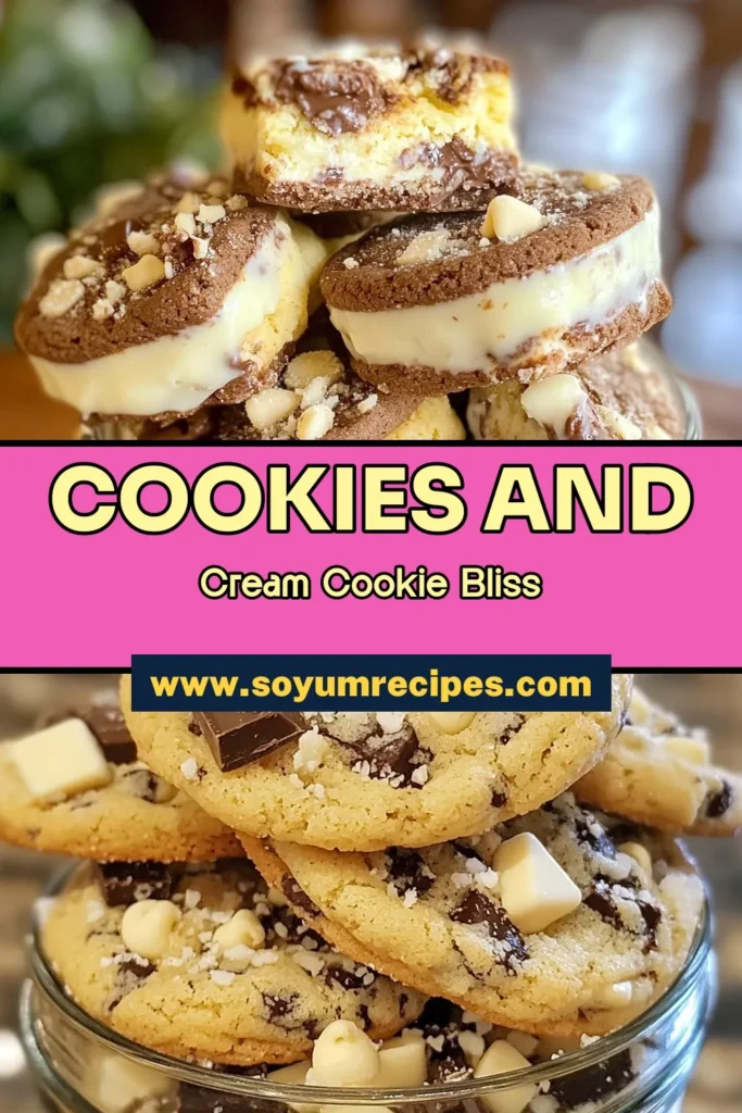 Indulge in these irresistible Cookies and Cream Cookies featuring a delightful blend of crushed Oreos and creamy white chocolate chips. This easy dessert idea is perfect for cookie lovers. With a soft texture and rich flavor, this Oreos cookies recipe will quickly become a favorite. Bake these soft cookies today and satisfy your sweet tooth! Don't forget to save this recipe for later! #CookiesAndCream #OreoCookiesRecipe #WhiteChocolateChip #SoftCookiesRecipe