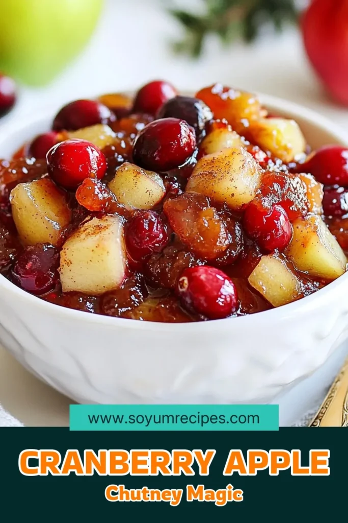 Discover the perfect balance of sweet and tart with this easy cranberry apple chutney recipe! Made with fresh cranberries and apples, this homemade chutney with cranberries is a delicious alternative to cranberry sauce. It’s the ideal addition to your fall chutney recipes. Try this flavorful dish today and elevate your meals! Save this easy apple chutney recipe for your next gathering. #CranberryAppleChutney #ChutneyRecipes #FallRecipes #HomemadeChutney