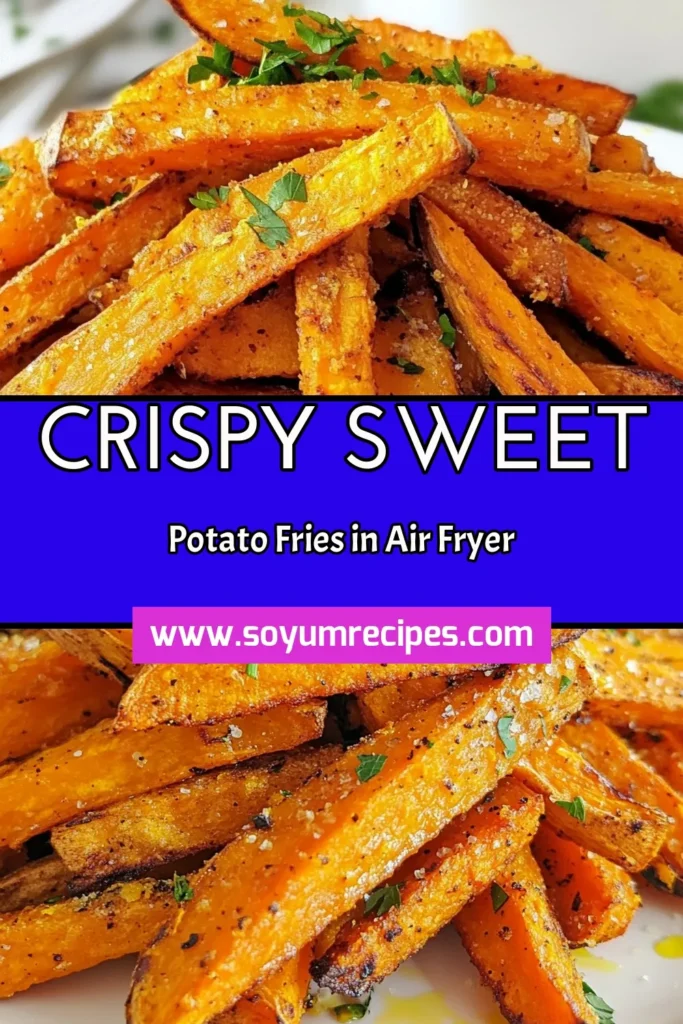 Craving a delicious and healthy snack? Try this Air Fryer Sweet Potato Fries recipe! These crispy sweet potato fries are easy to make and perfect as an appetizer or side dish. Using simple ingredients, you'll create a mouthwatering treat in no time. Perfect for those looking for healthy air fryer recipes, these fries are sure to please. Save this recipe for your next cooking adventure! #AirFryerSweetPotatoFries #HealthyAirFryerRecipes #SweetPotatoFriesRecipe #AirFryerSnackIdeas