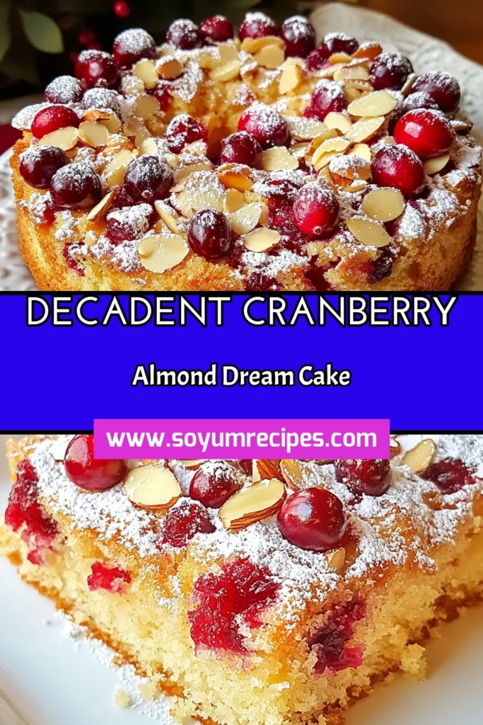 Indulge in the festive flavors of this Cranberry Almond Coffee Cake, the perfect blend of tart cranberries and crunchy almonds. This easy coffee cake recipe comes together in just 50 minutes and makes a delightful holiday dessert. Whether you're hosting a gathering or enjoying it with your morning coffee, it's a must-try among cranberry desserts and almond cake recipes. Save this recipe today for your next celebration! #CranberryDesserts #HolidayRecipes #CoffeeCake #Baking