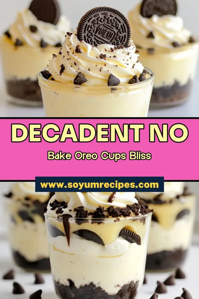 Indulge in these delicious No-Bake Oreo Cheesecake Cups, the perfect Easy Oreo Dessert Recipe for any occasion! With a creamy cream cheese Oreo cheesecake filling and a crunchy Oreo crust, this No-Bake Cheesecake Recipe is a crowd favorite. Ideal for parties or a sweet treat at home, these Oreo Dessert Cups are sure to impress. Try this simple recipe today and delight your taste buds! Save and share your creations! #OreoDessert #NoBakeCheesecake #OreoDessertCups #EasyDessertRecipes