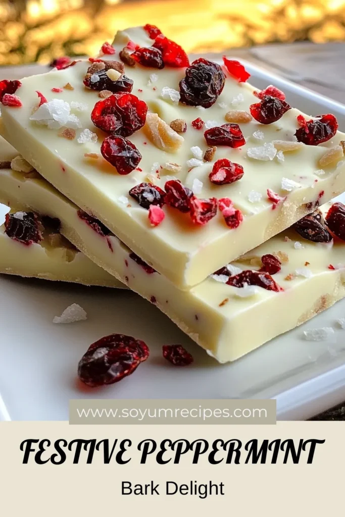 Indulge in the festive flavors of Peppermint Cranberry Bark, the ultimate holiday dessert! This easy chocolate bark recipe combines rich dark chocolate with creamy white chocolate and crunchy peppermint candies. Perfect for your Christmas candy recipes, it’s a delightful treat everyone will love. Get creative this holiday season! Try this simple recipe today and elevate your dessert game. Don’t forget to save for later! #PeppermintCranberryBark #HolidayDessertRecipes #ChristmasCandyRecipes #EasyChocolateBarkRecipes