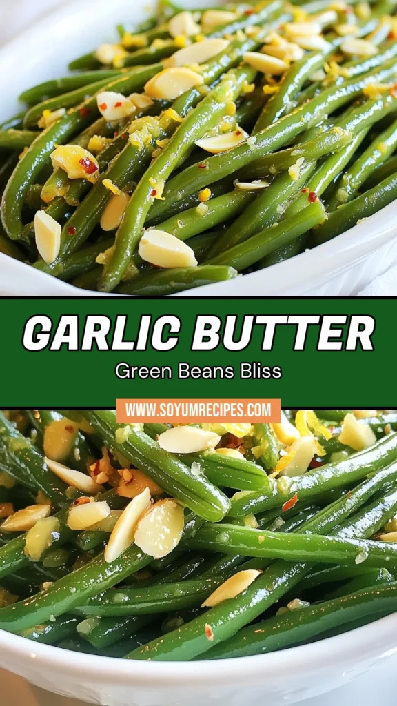 Discover the deliciousness of garlic butter green beans with this easy sautéed green beans recipe! This healthy vegetable side dish is perfect for any meal, featuring vibrant green beans tossed in a rich garlic butter sauce with a splash of lemon juice. Elevate your culinary skills with lemon garlic green beans that will impress family and friends. Pin this recipe to make it tonight! #GarlicButterGreenBeans #SautéedGreenBeans #EasySideDishes #HealthyRecipes