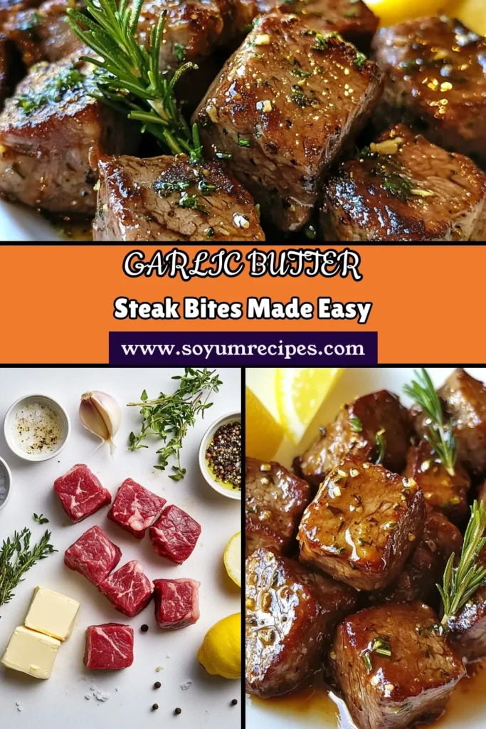 Indulge in these mouthwatering Garlic Herb Butter Steak Bites! This easy sirloin steak recipe features tender cubes drenched in a delicious butter garlic sauce, perfect for a quick weeknight dinner or entertaining guests. Ready in just 20 minutes, you’ll learn how to make these flavorful steak bites that are sure to impress. Discover your new favorite garlic butter steak recipe today! Save & try it now! #SteakBites #GarlicButter #EasyRecipes #SirloinSteak