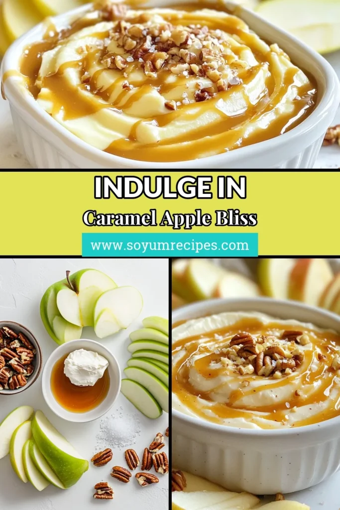 Indulge in this irresistible caramel apple dip recipe that's perfect for any gathering! This sweet and salty dip combines creamy cream cheese with rich caramel sauce, making it an easy caramel dip for apples. Garnished with pecans and a hint of sea salt, this apple dessert dip is a crowd-pleaser. Try this delightful treat at your next event! Save this recipe to enjoy later! #CaramelAppleDip #SweetAndSaltyDip #EasyDip #AppleDessertDip