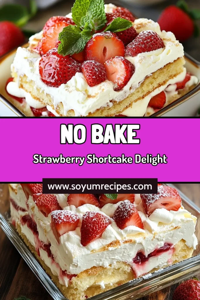Indulge in a delicious Strawberry Shortcake Icebox Cake, the perfect no-bake strawberry dessert for summer gatherings. This easy strawberry cake recipe features layers of fresh strawberries, creamy whipped cream, and delightful shortcake biscuits. It's a refreshing treat that will impress your guests! Try this simple yet elegant dessert today and elevate your summer dessert ideas. Save this recipe for later! #StrawberryShortcake #NoBakeDessert #EasyStrawberryCake #SummerDesserts