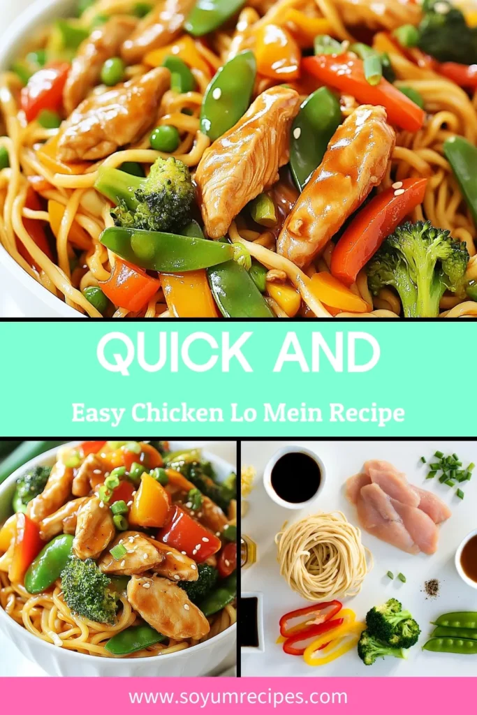 Discover the delight of easy chicken lo mein with this quick lo mein recipe! Perfect for busy weeknights, this Asian chicken recipe features tender chicken stir-fry noodles tossed with veggies like broccoli, bell peppers, and snap peas. In just 30 minutes, create a delicious meal that everyone will love. Save this simple recipe for your next family dinner! #EasyChickenLoMein #QuickLoMeinRecipe #ChickenStirFryNoodles #AsianChickenRecipe