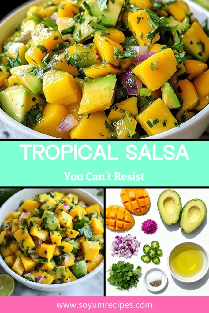 Discover the perfect blend of flavors with this easy Mango Avocado Salsa recipe! Bursting with freshness, this tropical salsa with avocado combines ripe mangoes, creamy avocados, and a hint of lime. Ideal as a dip or a side, it's a must-try for any occasion. Learn how to prepare fresh mango salsa in just 20 minutes. Get your taste buds ready and save this delightful recipe today! #MangoAvocadoSalsa #TropicalSalsa #FreshMangoSalsa #EasyAvocadoSalsa