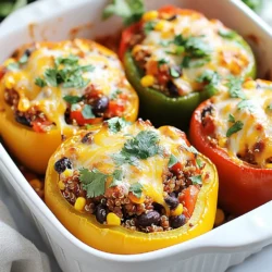To make this stuffed bell pepper casserole, you will need: - 4 large bell peppers (any color), diced - 1 lb ground turkey (or beef/plant-based substitute) - 1 cup cooked quinoa (or rice) - 1 can (15 oz) black beans, drained and rinsed - 1 cup corn (frozen or canned) - 1 can (14.5 oz) diced tomatoes (with juices) - 1 onion, chopped - 2 cloves garlic, minced - 1 teaspoon cumin - 1 teaspoon chili powder - 1 teaspoon smoked paprika - 1 ½ cups shredded cheese (cheddar or a cheese blend) - Salt and pepper to taste - 2 tablespoons olive oil - Fresh cilantro, for garnish (optional) You can easily change some ingredients in this recipe. Here are a few swaps: - Ground turkey: Use ground beef, chicken, or a plant-based meat. - Quinoa: Swap quinoa for rice or any grain you like. - Black beans: Substitute with kidney beans or pinto beans. - Corn: You can use fresh corn or leave it out if needed. - Diced tomatoes: Use fresh tomatoes or different canned varieties. - Cheese: Try mozzarella or pepper jack for a different flavor. When you choose bell peppers, look for these signs: - Color: Choose peppers that are bright and vibrant. - Skin: The skin should be smooth and firm. - Weight: Heavier peppers often taste better. - Stems: Fresh stems should be green and firm. These tips help ensure you pick the best bell peppers for your casserole. Enjoy cooking! {{ingredient_image_1}} First, gather all your ingredients. You will need: - 4 large bell peppers, diced - 1 lb ground turkey (or beef/plant-based substitute) - 1 cup cooked quinoa (or rice) - 1 can black beans, drained and rinsed - 1 cup corn (frozen or canned) - 1 can diced tomatoes - 1 onion, chopped - 2 cloves garlic, minced - 1 teaspoon cumin - 1 teaspoon chili powder - 1 teaspoon smoked paprika - 1 ½ cups shredded cheese - Salt and pepper to taste - 2 tablespoons olive oil Preheat your oven to 375°F (190°C). This step is key for a perfect bake. In a large skillet, heat the olive oil over medium heat. Add the chopped onion and minced garlic. Sauté them until soft, which takes about 3-4 minutes. This builds a great base flavor. Next, add the ground turkey. Break it up with a spatula. Cook it until browned, about 6-7 minutes. If there's extra fat, drain it off. Now, stir in the diced bell peppers, cooked quinoa, black beans, corn, diced tomatoes, cumin, chili powder, and smoked paprika. Add salt and pepper to taste. Cook this mixture for another 5 minutes. You want everything warm and well combined. Transfer the mixture to a 9x13-inch baking dish. Spread it out evenly. Top it with half of the shredded cheese. Cover the dish with aluminum foil and bake it for 20 minutes. This helps the flavors meld. After 20 minutes, remove the foil. Sprinkle the remaining cheese on top. Bake uncovered for another 10-15 minutes. The cheese should be bubbly and golden. Once baked, let the casserole cool for about 5 minutes. If you like, garnish with chopped fresh cilantro before serving. Enjoy the tasty flavors of your stuffed bell pepper casserole! For the best cheese melt, use a mix of cheeses. I love cheddar and Monterey Jack. They melt well and add great flavor. Add cheese halfway through baking. It helps keep the cheese creamy. Cover the casserole with foil for the first part of baking. This traps heat and moisture. Remove the foil near the end. This allows the cheese to brown nicely. Most ovens bake evenly, but some differ. Always check your dish after 20 minutes. If the cheese isn’t bubbly, give it a few more minutes. If your oven runs hot, lower the temperature by 25°F. If it runs cool, increase the time slightly. An oven thermometer can help ensure accuracy. I love using leftovers in this casserole. If you have extra cooked rice or quinoa, toss it in. Leftover veggies work well. Think about corn, zucchini, or even spinach. You can also use different proteins. Ground beef or chicken can replace turkey. This dish is flexible and perfect for clearing out your fridge. Pro Tips Use Fresh Ingredients: Fresh bell peppers and ripe tomatoes will enhance the flavor of your casserole significantly. Always opt for seasonal produce when possible. Customize Your Protein: Feel free to swap ground turkey for ground chicken, beef, or even a plant-based substitute to cater to your dietary preferences. Layer Your Cheese: For a richer flavor, mix different types of cheese, such as mozzarella and cheddar, for a delightful cheesy topping. Make it Ahead: This casserole can be prepared in advance. Assemble it, cover it, and store it in the fridge for up to a day before baking for a quick weeknight meal. {{image_2}} You can easily make this casserole vegetarian. Simply swap the ground turkey for a plant-based meat. Lentils or mushrooms also work well as hearty options. For a vegan version, skip the cheese or use a dairy-free alternative. You can also add more beans or veggies for extra protein and fiber. You can put a twist on this dish using flavors from around the world. For a Mexican flair, add taco seasoning and top with avocado and salsa. You could even use black beans and corn for that true taste. If you prefer Italian, mix in marinara sauce and use Italian herbs like basil and oregano. A sprinkle of mozzarella on top gives it that cheesy goodness. Adjusting the spice levels in your casserole is simple. If you like it hot, add jalapeños or red pepper flakes. For a milder dish, reduce the chili powder or omit it altogether. You can also play with herbs and spices. Try adding cumin for earthiness or smoked paprika for a hint of warmth. These tweaks let you create a dish that fits your family's taste perfectly. To store your stuffed bell pepper casserole, let it cool first. Place it in an airtight container. You can keep it in the fridge for about 3-4 days. If you plan to eat it later, don’t add all the cheese before storing. Save some for reheating. This keeps the cheese fresh and gooey. Reheating is easy. Preheat your oven to 350°F (175°C). Cover the casserole with foil to keep it moist. Heat for about 20-25 minutes. You can also reheat it in the microwave. Use a microwave-safe dish. Heat in 1-minute bursts, stirring in between. This way, you avoid cold spots. If you want to freeze it, cool the casserole completely first. Use a freezer-safe container or wrap it tightly in plastic wrap. It can last up to 3 months in the freezer. To reheat frozen casserole, let it thaw overnight in the fridge. Then, follow the reheating steps above. Yes, you can make stuffed bell pepper casserole ahead. Prepare the casserole, but do not bake it right away. Cover it tightly with foil or plastic wrap. Store it in the fridge for up to two days. When ready to eat, just bake it straight from the fridge. You might need to add a few extra minutes to the cooking time. This way, you enjoy a hot meal with less stress. Stuffed bell pepper casserole pairs well with several sides. Here are some great options: - A simple green salad with lemon dressing - Garlic bread or rolls for a comforting touch - Steamed veggies like broccoli or green beans - Rice or quinoa for extra carbs These sides add more color and nutrition to your meal. Feel free to mix and match based on your family's tastes. You can tell the casserole is fully cooked when the cheese is bubbly and golden. You should also check that the filling is hot throughout. If you have a food thermometer, the center should reach 165°F (74°C). Let it cool for about 5 minutes before serving. This pause helps the flavors settle and makes it easier to serve. Enjoy your delicious meal! This blog covered all you need for a great stuffed bell pepper casserole. We discussed ingredients, substitutions, and tips for picking the best peppers. You learned step-by-step how to prep, cook, and bake the dish. We also shared helpful tips for perfect cheese and cooking times. Don't forget the fun variations, from vegan options to different cuisines. Finally, we went over storage and reheating for leftovers. With this knowledge, you're set to impress at your next meal! Enjoy making your dish and let your creativity shine.