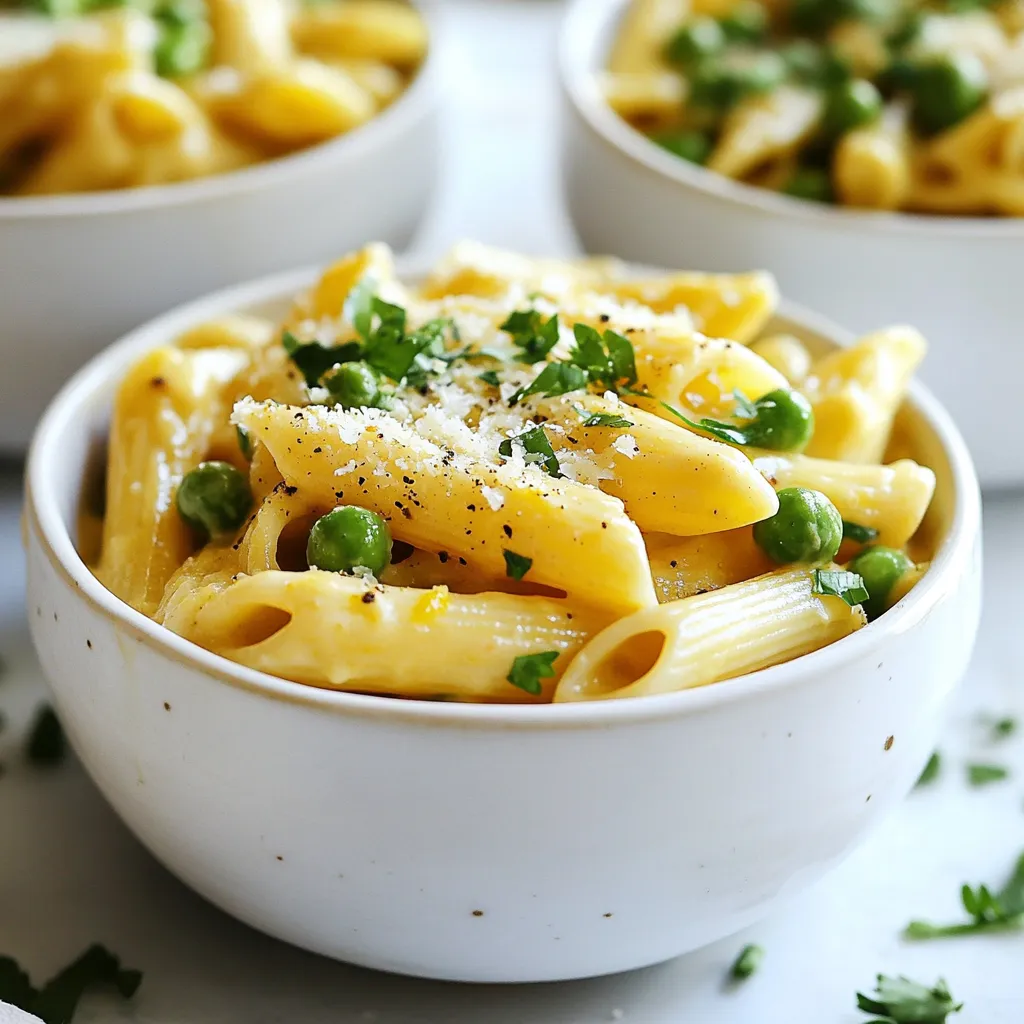 To make One Pot Creamy Cajun Pasta, gather these key items: - 12 oz penne pasta - 1 tablespoon olive oil - 1 onion, finely chopped - 3 cloves garlic, minced - 1 bell pepper (red or yellow), diced - 1 teaspoon Cajun seasoning - 1/2 teaspoon smoked paprika - 1/4 teaspoon cayenne pepper (adjust to taste) - 4 cups vegetable broth - 1 cup heavy cream - 1 cup frozen peas - 1 cup grated Parmesan cheese - Salt and pepper to taste - Fresh parsley, chopped (for garnish) These ingredients create a rich and flavorful dish. Make sure to use fresh items for the best taste. You can boost the flavor with some extras: - 1 teaspoon lemon juice for brightness - 1/2 cup cooked and crumbled sausage for heartiness - A splash of hot sauce for a kick - Fresh herbs like thyme or basil for aroma These additions make your dish stand out even more. If you need to swap out ingredients, consider these options: - Use any pasta shape you like, such as fusilli or farfalle. - Swap heavy cream with coconut milk for a lighter dish. - If you lack vegetable broth, chicken broth works too. - For a cheese alternative, try nutritional yeast for a vegan option. These swaps help you adapt the recipe to what you have on hand. {{ingredient_image_1}} Start by heating one tablespoon of olive oil in a large pot over medium heat. Add one finely chopped onion. Cook this for about five minutes until it turns soft and clear. Next, add three minced garlic cloves and one diced bell pepper. Stir and cook for two to three minutes. The pepper should be tender. Now, it's time to add some flavor! Sprinkle in one teaspoon of Cajun seasoning, half a teaspoon of smoked paprika, and a quarter teaspoon of cayenne pepper. Mix well and let it cook for one more minute. Now, add twelve ounces of penne pasta to the pot. Pour in four cups of vegetable broth and give it a good stir. Bring the pot to a boil. Once it’s boiling, turn down the heat to medium-low. Cover the pot and let it simmer for about twelve to fifteen minutes. Stir occasionally. You want the pasta to be firm yet cooked, and most of the broth should be gone. Lower the heat to low. Pour in one cup of heavy cream, one cup of frozen peas, and one cup of grated Parmesan cheese. Stir everything together until it looks creamy and well combined. Taste your dish and add salt and pepper if needed. Cook for another two minutes to warm the peas. Finally, take it off the heat and let it sit for a minute. Don’t forget to sprinkle some chopped fresh parsley on top before serving! To make your pasta creamy, start with heavy cream. Use one cup in your recipe. This gives a rich texture. Stir it in at low heat after cooking the pasta. Add the grated Parmesan cheese next. This cheese melts well and helps create a smooth sauce. If you want extra creaminess, add more cheese. You can also try a little butter for added richness. When cooking pasta in one pot, use enough liquid. For this recipe, you need four cups of vegetable broth. Bring it to a boil first. This helps the pasta cook evenly. Stir the pasta often to prevent sticking. Cover the pot while it simmers. This keeps steam inside, cooking the pasta well. Always check for doneness a minute or two before the time ends. You want it al dente, not mushy. To control the spice in your dish, start with less cayenne pepper. This recipe calls for 1/4 teaspoon, but you can use less. Taste the dish as you cook. You can always add more spice later. If it gets too spicy, add a little extra cream or cheese to balance it out. Remember, Cajun seasoning packs flavor, so a little goes a long way! Pro Tips Use Fresh Ingredients: Fresh vegetables and high-quality pasta will enhance the overall flavor of your dish. Adjust the Spice Level: Feel free to modify the amount of cayenne pepper based on your heat preference. Let it Rest: Allowing the pasta to sit for a minute after cooking helps thicken the sauce and improves the texture. Experiment with Proteins: Add cooked chicken, shrimp, or sausage for a heartier dish that packs even more flavor. {{image_2}} You can easily add protein to your One Pot Creamy Cajun Pasta. Chicken, shrimp, or tofu all work well. For chicken, cut it into small pieces. Sauté it with the onion in step one. For shrimp, add it in the last few minutes of cooking. This way, they cook quickly without getting tough. If you prefer tofu, use firm tofu. Cut it into cubes and sauté it along with the vegetables. This adds flavor and texture. If you want a vegetarian or vegan dish, swap out the heavy cream. Use coconut milk or cashew cream instead. This keeps the dish creamy while being plant-based. For cheese, you can use a nutritional yeast blend or vegan cheese. These options add a cheesy flavor without dairy. Don’t forget to check your vegetable broth to ensure it’s vegan. This way, you can enjoy the robust flavors without any animal products. Feel free to get creative with vegetables in this recipe. Zucchini, spinach, or mushrooms add different tastes and textures. You can add them in step two with the bell pepper. Another great option is cherry tomatoes; they add sweetness. Just halve them and toss them in while the pasta cooks. This dish is all about personal taste, so use what you love. Mixing different veggies keeps the dish fresh and exciting! To store leftovers, let the pasta cool down first. Then, place it in an airtight container. You can keep it in the fridge for up to three days. This helps keep the pasta fresh and tasty. When you are ready to eat your leftovers, reheat gently. You can use a microwave or a pot on the stove. If using the stove, add a splash of vegetable broth or cream. This will help keep it creamy and moist. If you want to store the pasta longer, freezing is a great option. Place the cooled pasta in a freezer-safe container. Be sure to leave some space for expansion. You can freeze it for up to three months. To enjoy it later, thaw it in the fridge overnight before reheating. Yes, you can use other pasta shapes. Bowtie, fusilli, or spaghetti work well. Just keep the cooking time in mind. Thinner pasta may cook faster, while thicker pasta may need more time. Always check for doneness. To add more heat, increase the cayenne pepper. You can also use hot sauce. Another option is to add sliced jalapeños or chili flakes. Taste as you go to find your perfect spice level. This dish pairs well with a simple green salad. Garlic bread or crusty baguette also complements it nicely. For a heartier meal, serve it with grilled chicken or shrimp. Yes, you can make it gluten-free by using gluten-free pasta. Check the package for cooking times, as they may differ. Make sure the vegetable broth is also gluten-free to keep the dish safe. To sum up, this blog post covers everything you need for One Pot Creamy Cajun Pasta. We talked about key ingredients and options to make it tasty. I shared step-by-step instructions and expert tips to ensure a creamy texture. Plus, you learned how to add protein and variations to suit your taste. Remember, storing leftovers properly keeps your meal fresh. Now it's time to experiment and enjoy your delicious creation!
